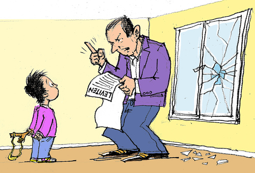 Zeichnung Jemandem die Leviten lesen